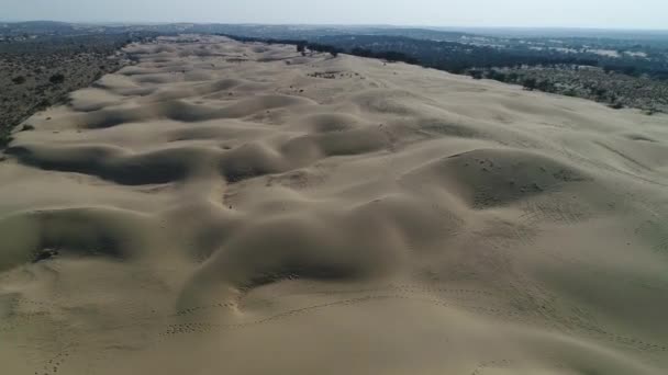 Dron Antenowa Lalka Się Strzał Sam Piasek Wydmy Pustyni Jaisalmer — Wideo stockowe