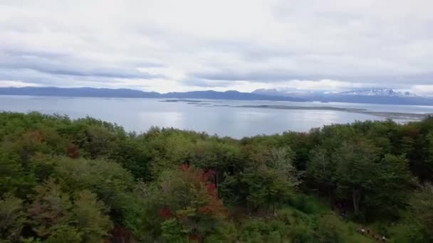 Ushuaia Flygutsikt Ushuaia Huvudstad Provinsen Tierra Del Fuego Argentina — Stockvideo