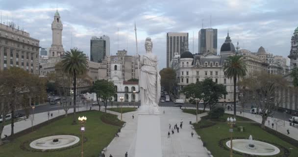 Aerial Drone Scene May Square Casa Rosada Camera Travels Upwards — Stock video