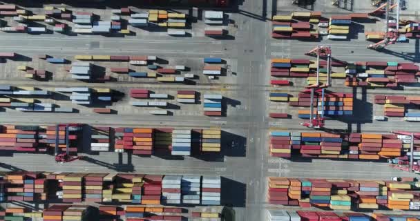 Aerial View Drone Container Ship Loading Harbor — Wideo stockowe