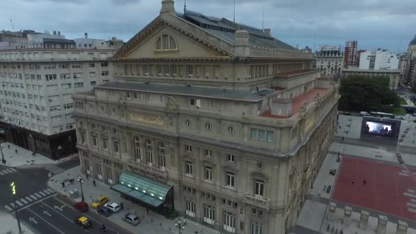 Buenos Aires Argentina Aerial View Colon Theater City Landscape Historic — Vídeos de Stock