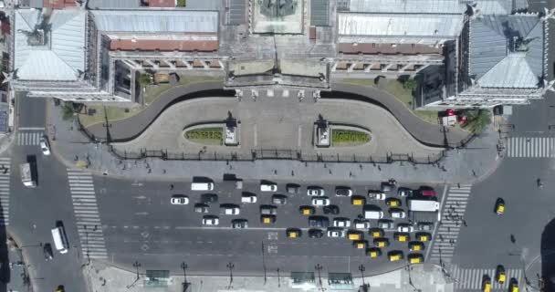 Aerial Scene Congress Argentine Nation Cenital Plane Congress Traffic Streets — Video
