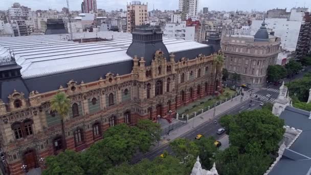 Aerial Drone Scene Horizontal Orbit Historic Building Buenos Aires Argentine — Stok video