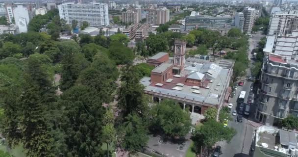 Aerial Drone Scene National Museum Traveling Trees Buildings Park City — ストック動画