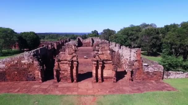 Letecký Pohled Zřícenina Jezuitské Budovy San Ignacio Misiones Argentina — Stock video