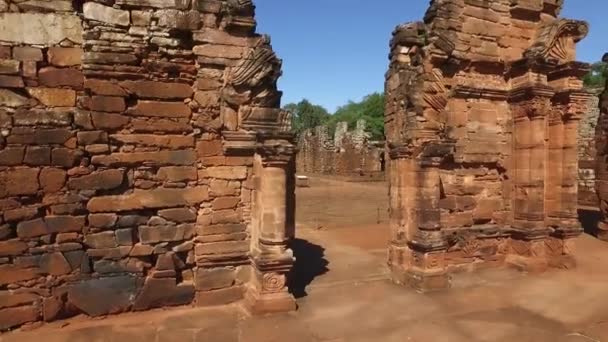 Letecký Pohled Zřícenina Jezuitské Budovy San Ignacio Misiones Argentina — Stock video