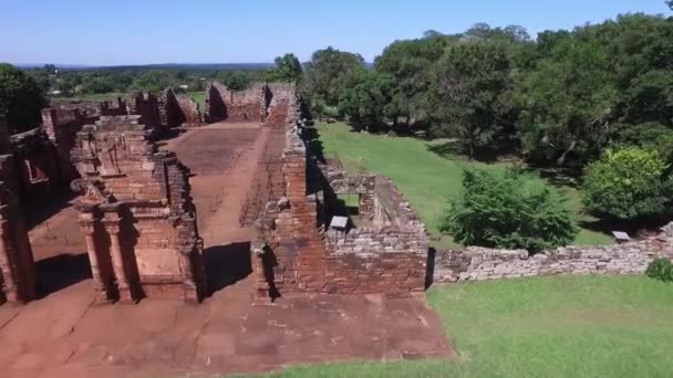 Letecký Pohled Zřícenina Jezuitské Budovy San Ignacio Misiones Argentina — Stock video