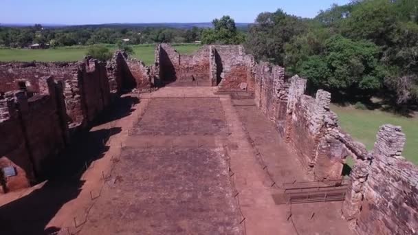 Aerial View Ruins Jesuit Building San Ignacio Misiones Argentina — Stock video