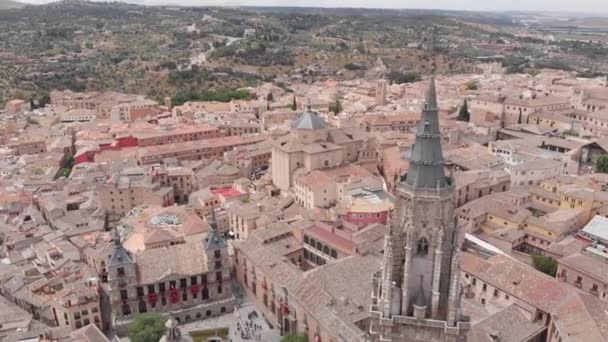 Aerial View Spinning Toledo Cathedral Toledo Spain — Vídeo de Stock