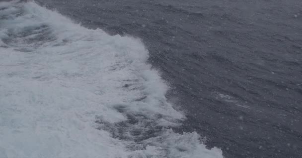 Crossing Ocean Boat Storm Weather Ocean Snow — ストック動画