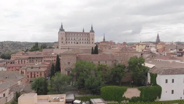 Luchtfoto Naar Kathedraal Van Toledo Stad Toledo Spanje — Stockvideo