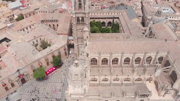 Aerial View Spinning Toledo Cathedral Toledo Spain — Vídeo de stock