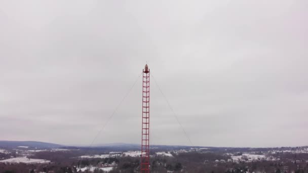 Radio Tower Woods Snow Storm — Stok video