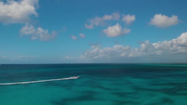 Dominican Republic Tourist Speedboat Ocean Aerial — Video Stock