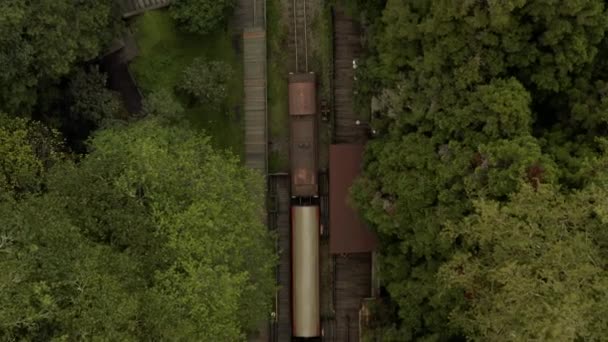 Zoom Out Old Train Railways Alishan Aerial Photography Top View — Stockvideo
