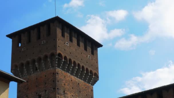 Tower Castello Sforzesco Front Blue Sky — ストック動画