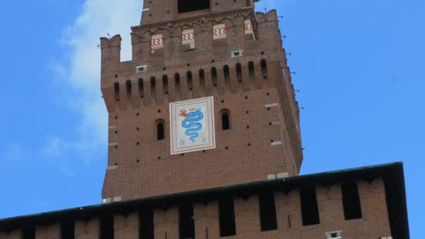 Castello Sforzesco Tower Castle Moat — Wideo stockowe