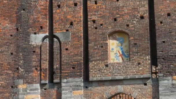 Establishing Shot Showing Castle Moat Castello Sforzesco Milan — Vídeo de Stock