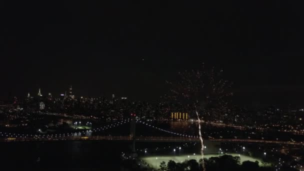 Aerial Footage Astoria Park Queens Firework Show 2017 Happens Every — Vídeo de Stock