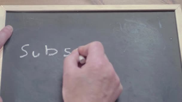 Subscribe Share Written Hand Blackboard Chalk — Stock video