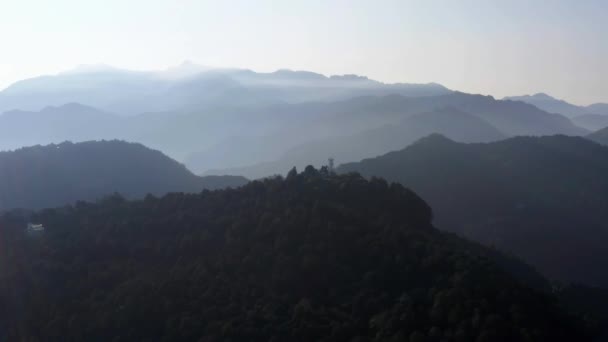 Aerial View Mountain Sun Clouds Sunrise Alishan Mountains — Stockvideo