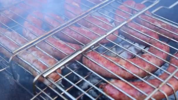 Frying Sausages Fire — Stock videók