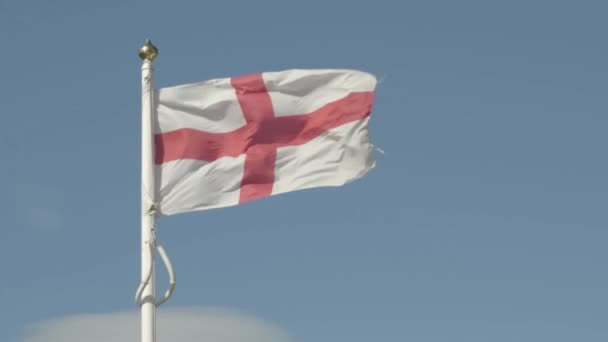 English Flag Flying Windy Day — Vídeos de Stock