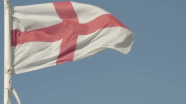 English Flag Flying Windy Day — Stockvideo