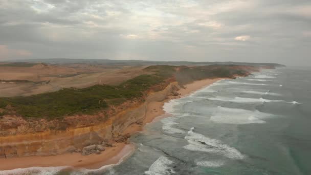 Colorful Australian Coast Cliff Beach Great Ocean Road — Vídeos de Stock