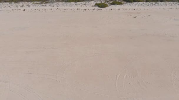 Flying Lancelin Sand Dunes Revealing Ocean Aerial Drone Shot — Vídeo de Stock