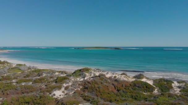 Panning Aerial Drone Shot Western Australia Coastal Town Lancelin — Stockvideo