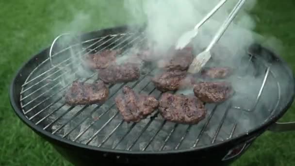 Turkish Minced Meat Also Known Meatball Kofte Being Cooked Grill — 图库视频影像