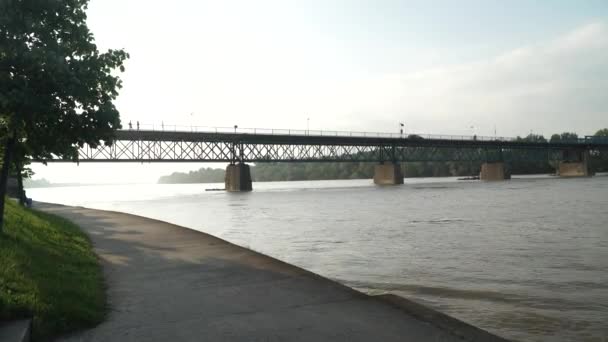 Bridge Sava River Bridge Connects Bosnia Croatia — Vídeo de Stock