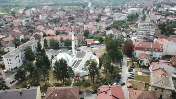 Вид Воздуха Мечеть Городе — стоковое видео
