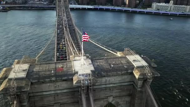 Drone Footage Showing Brooklyn Bridge — Stock videók
