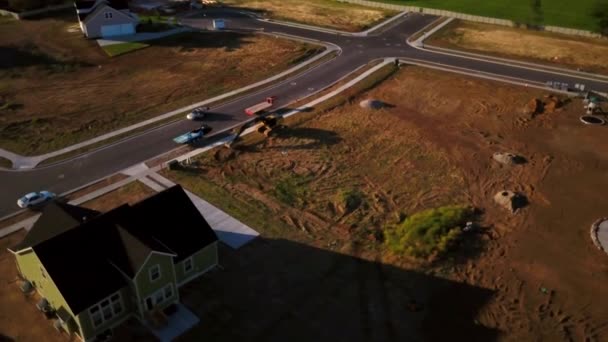 Drone Shot Spinning Empty Lot Awaits Being Dug Start Building — Vídeo de Stock