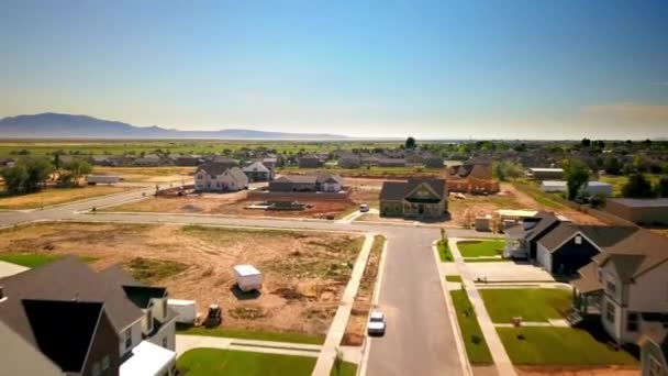 Drone Shot Flyover Foundation Basement Walls Had Just Been Poured — Vídeo de stock