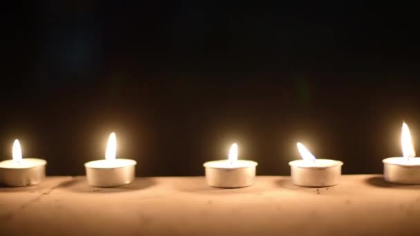 Fotografía Panorámica Velas Ardiendo Celebración Oscura Año Nuevo Concepto Diwali — Vídeos de Stock