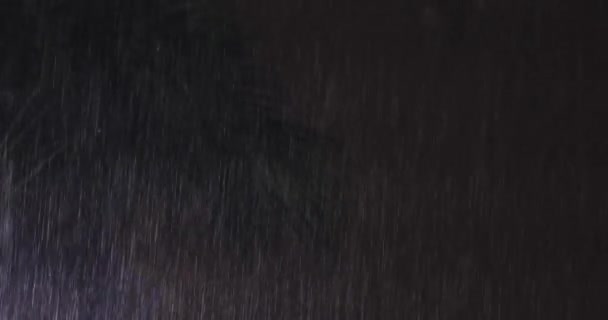 Sudden Torrential Downpour Night Tropics Raindrops Highlighted Lens Flare Dark — Vídeo de stock