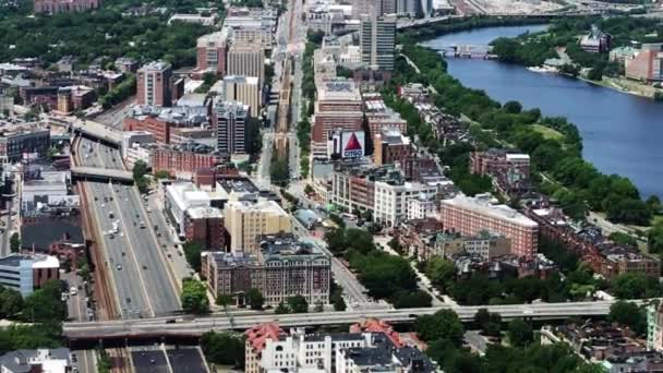 Panning Boston Skyline Fenway Park Baseball Stadium Citgo Sign Boston — Wideo stockowe