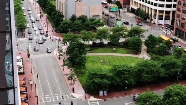 View Rose Kennedy Greenway Traffic Financial Center Downtown Boston — Stock video