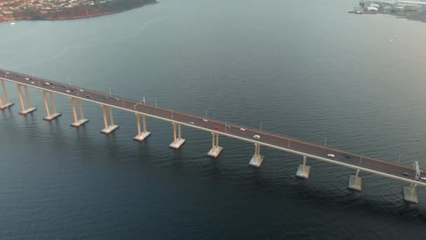 Aerial Shot Tasman Bridge Highway Sunset Drone Footage — Stock Video