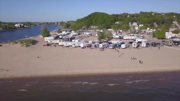 Drone Shot Campground Beach — 비디오