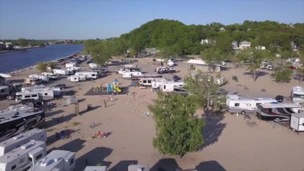 Drone Shot Campground Beach — Stockvideo