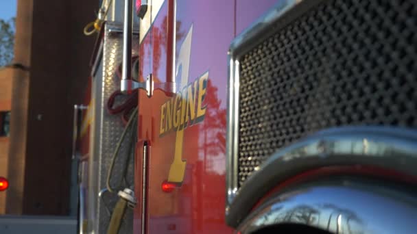 Fire Engine Number One Sign Fire Truck — Αρχείο Βίντεο