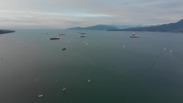 Various Drone Shots English Bay Downtown Vancouver Polar Bear 2019 — Stockvideo