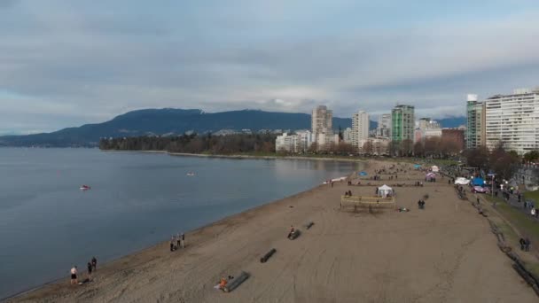 Various Drone Shots English Bay Downtown Vancouver Polar Bear 2019 — Stock video