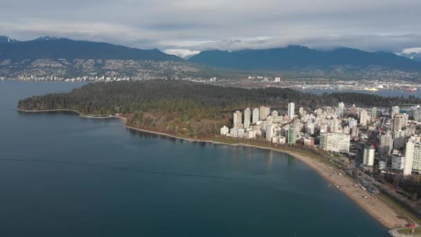 Various Drone Shots English Bay Downtown Vancouver Polar Bear 2019 — Stock Video