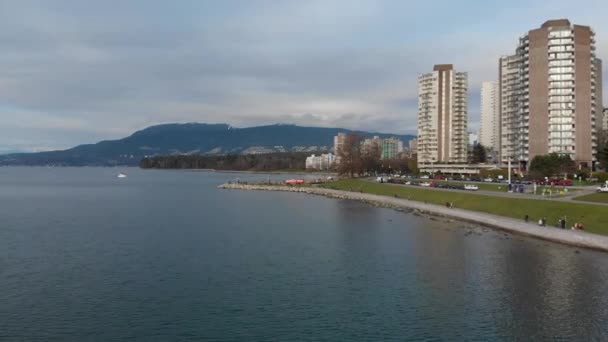 Various Drone Shots English Bay Downtown Vancouver Polar Bear 2019 — ストック動画