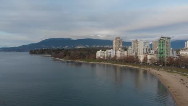 Various Drone Shots English Bay Downtown Vancouver Polar Bear 2019 — ストック動画